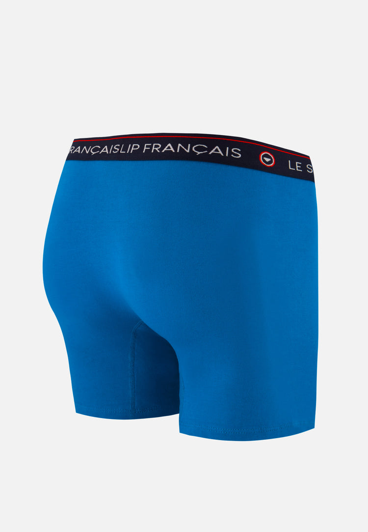 Long turquoise blue cotton boxer shorts - Redoutable Long Turquoise Blue - Le Slip Français - 7