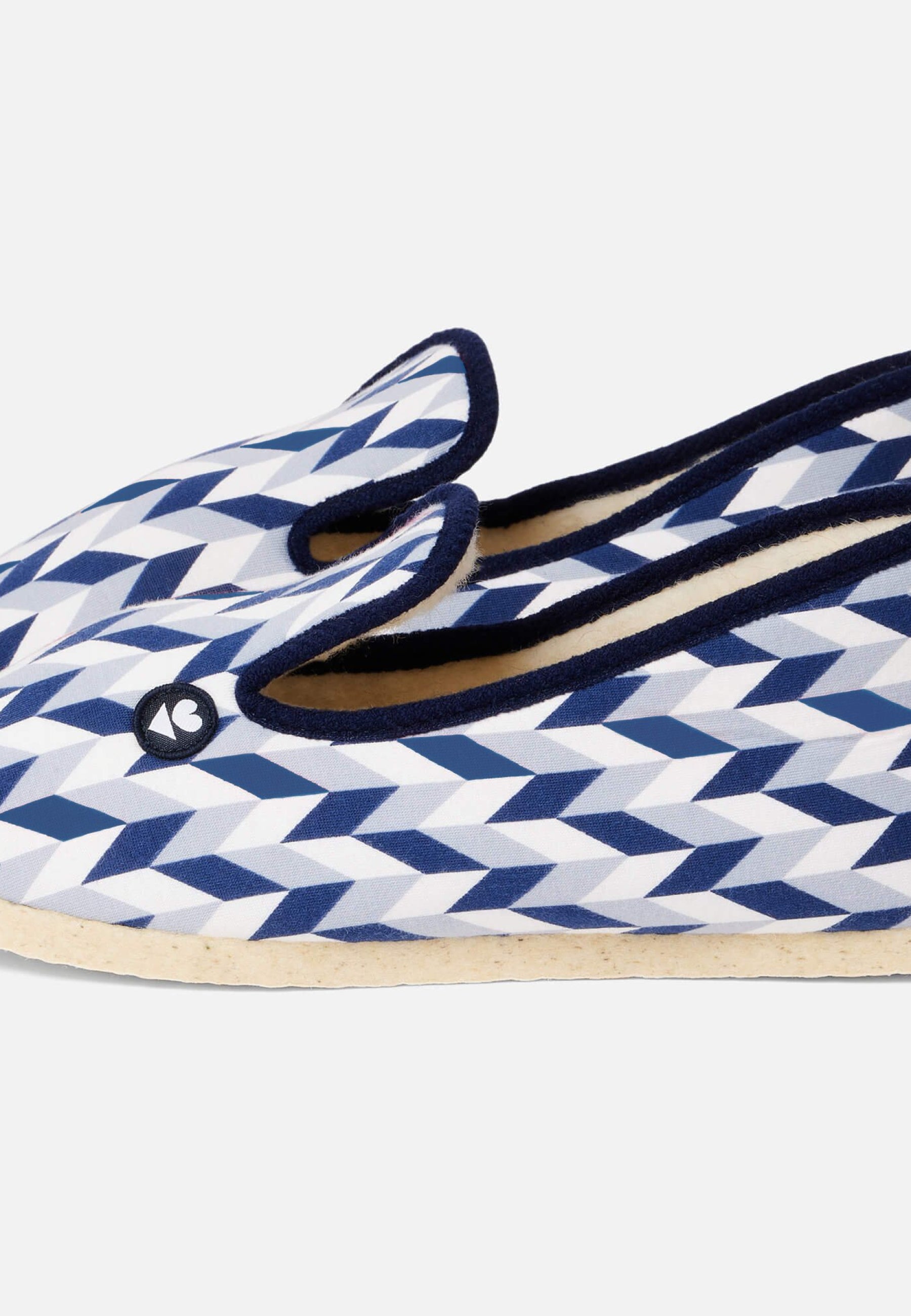 Chaussons d'intérieur en laine - Pantoufles Chevron Bleu Blanc Noir