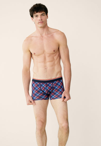 Boxer à carreaux tricolores - Marius Tartan Bleu Blanc Rouge