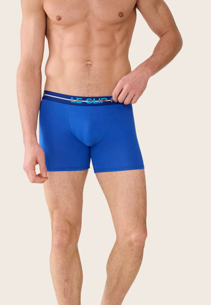 Lot de 2 boxers longs en coton - Boxers longs Marine Bleu Nautique