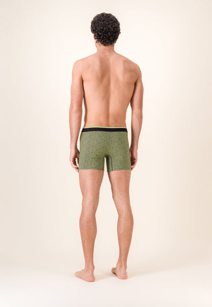 Lot de 3 boxers longs en coton - Boxers Chevron Jaune Anis Noir Vert Forêt