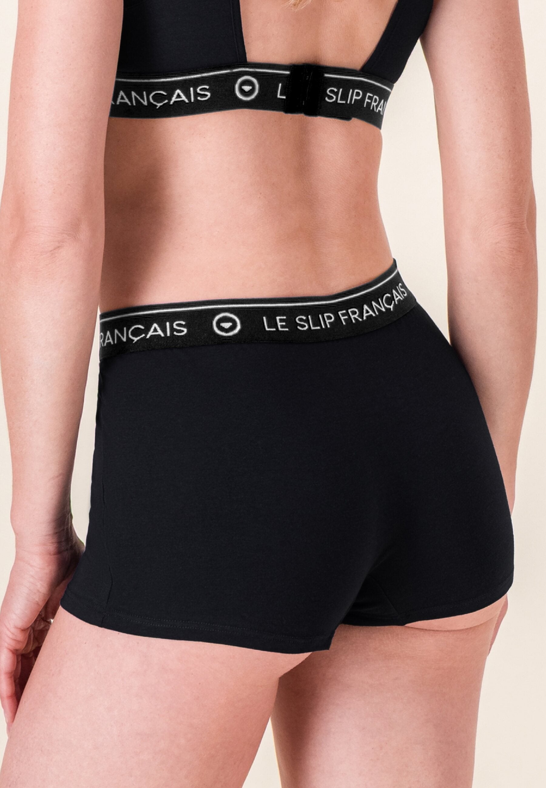 Lot de 2 culottes boxers femme en coton - Culottes Boxers Noir
