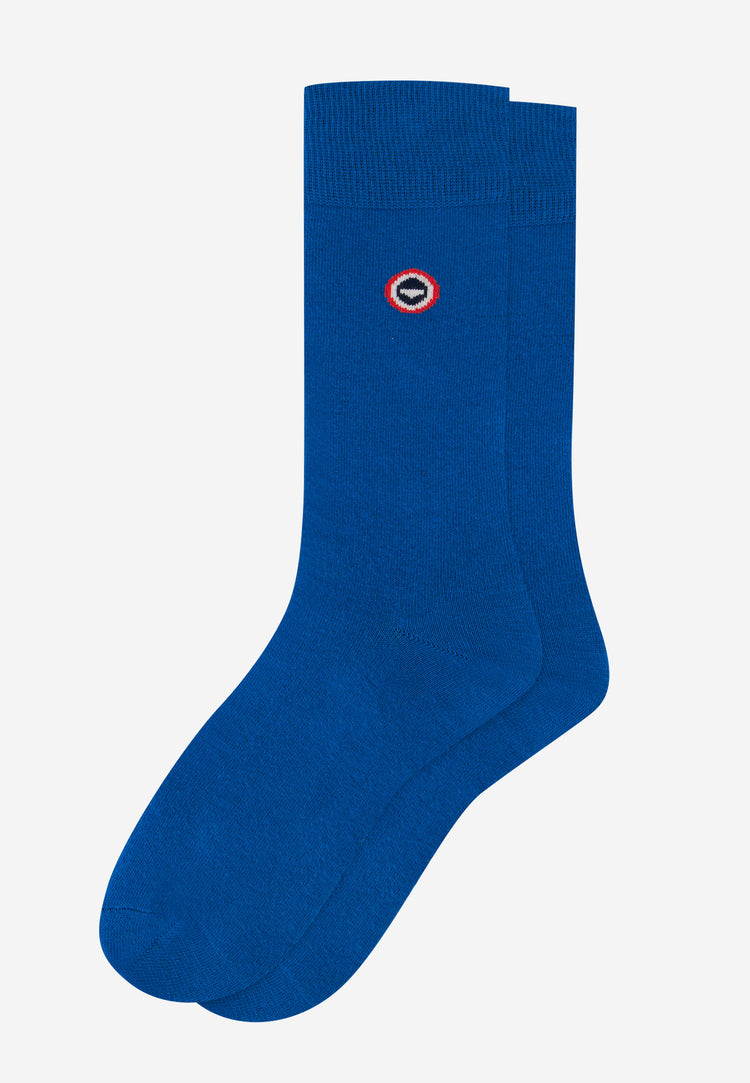 Chaussettes mi-hautes unies bleu turquoise - Robuste Bleu Turquoise - Le Slip Français - 1