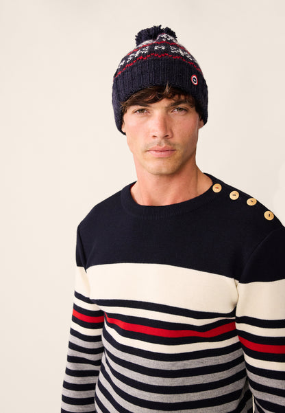 Bonnet en laine - Bonnet Pompon Flocon