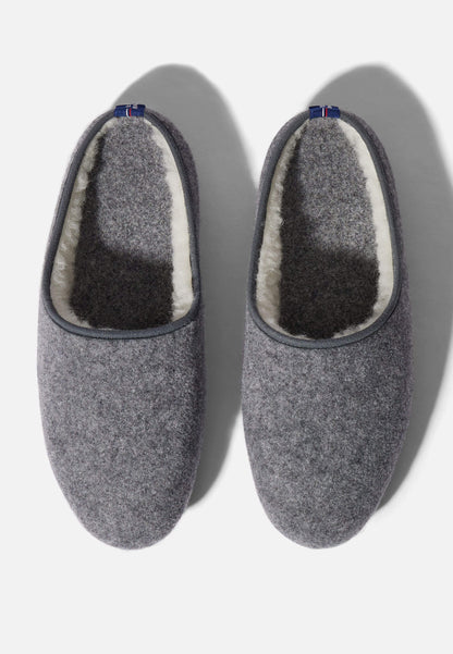 Chaussons d'intérieur en laine - Claude Gris Chiné