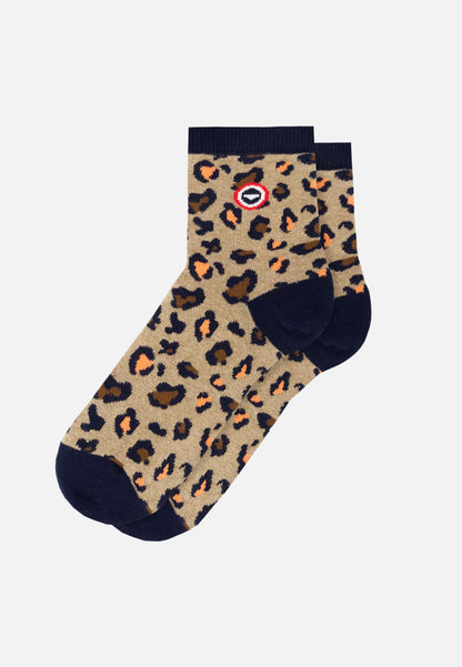 Leopard print mid-calf socks - Lucie Leopard
