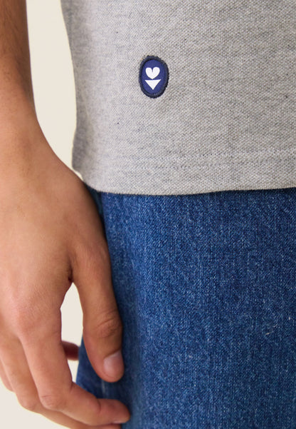 Polo en piqué de coton - Polo Gris Chiné