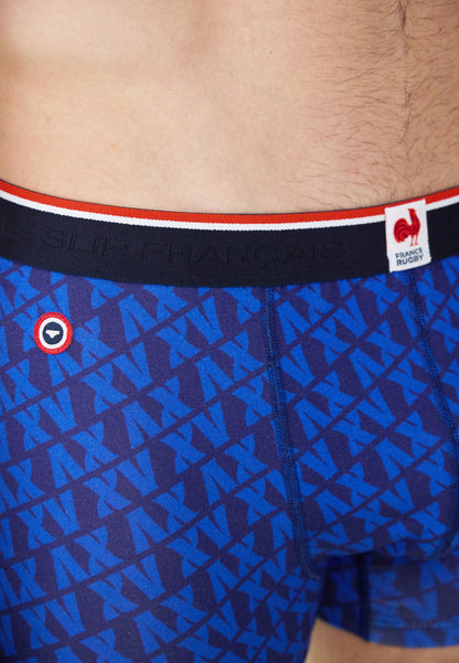 Boxer bleu marine à motif XV en coton - Marius XV Marine