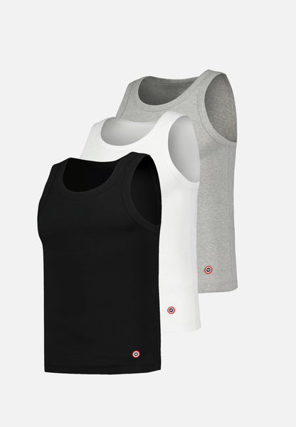 Lot de 3 débardeurs en coton - Débardeurs Fulminant Gris Chiné Noir Blanc