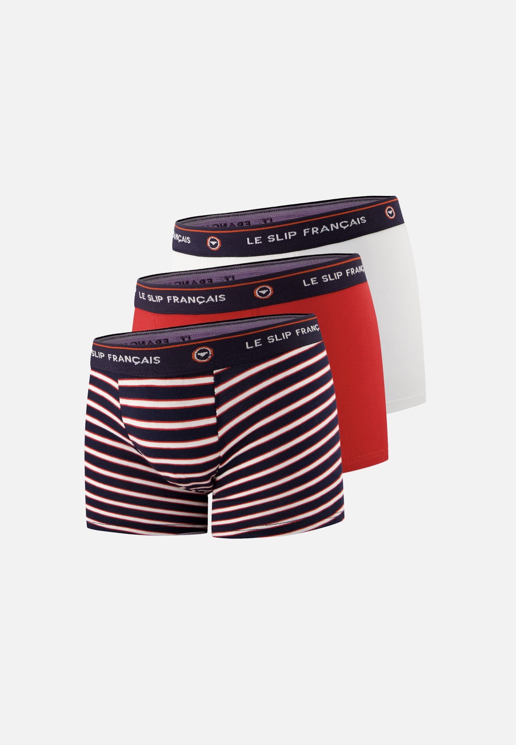 Lot de 3 boxers enfant en coton - Boxers  Rouge Blanc Rayure Tricolore