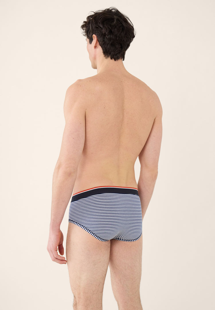 Lot de 4 slips en coton - Quatro de Slip Terrible Marine Blanc Rouge Marinière - Le Slip Français - 6