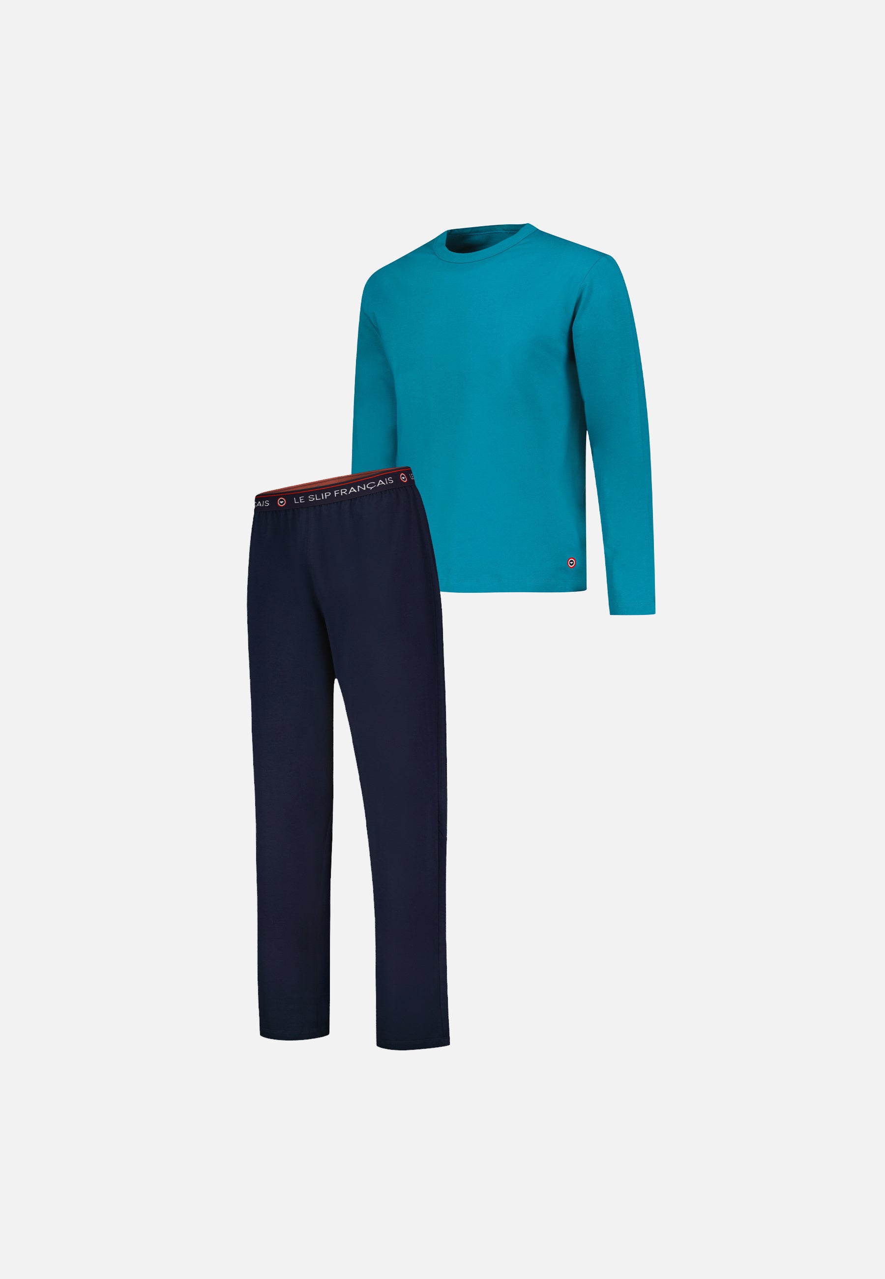 Cotton T-shirt and Pants Pajama Set - Superb Indomitable Topaz Navy Pajama Set