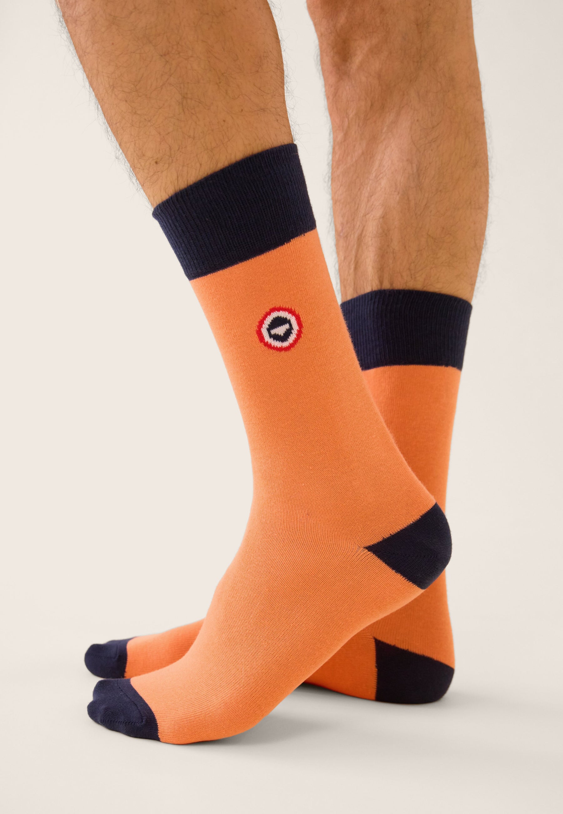 Chaussettes mi-hautes orange fantaisie - Lucas Talon Pointe Marine Orange Corail