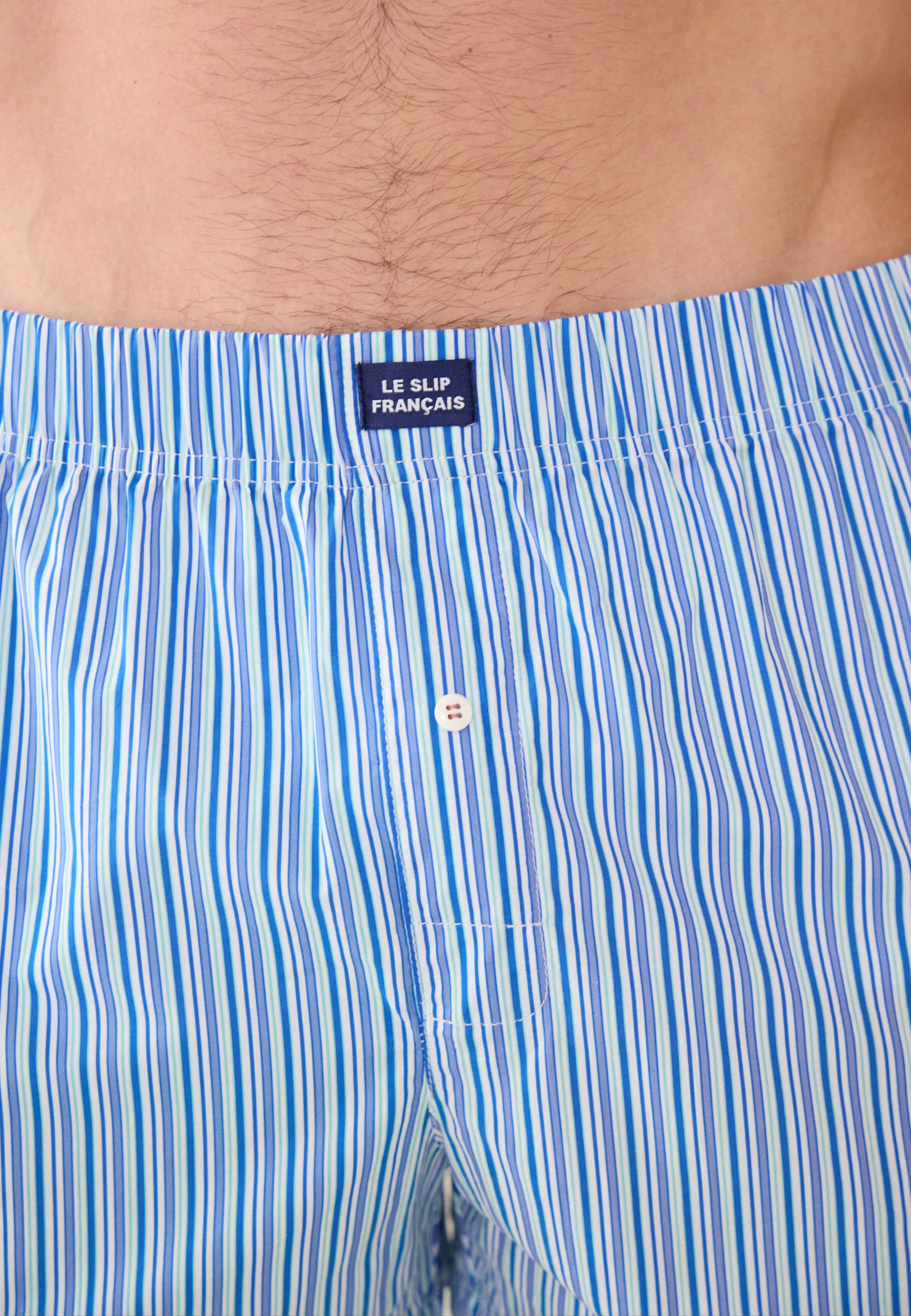 Blue striped cotton mattress boxer shorts - Jacques Striped Mattress Blue Ocean