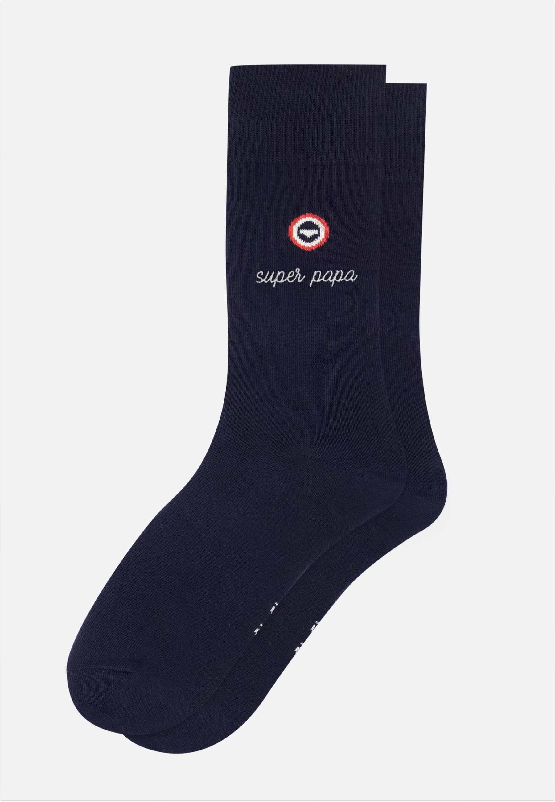 Chaussettes mi-hautes unies bleu marine - Robuste Marine Brodé Super Papa
