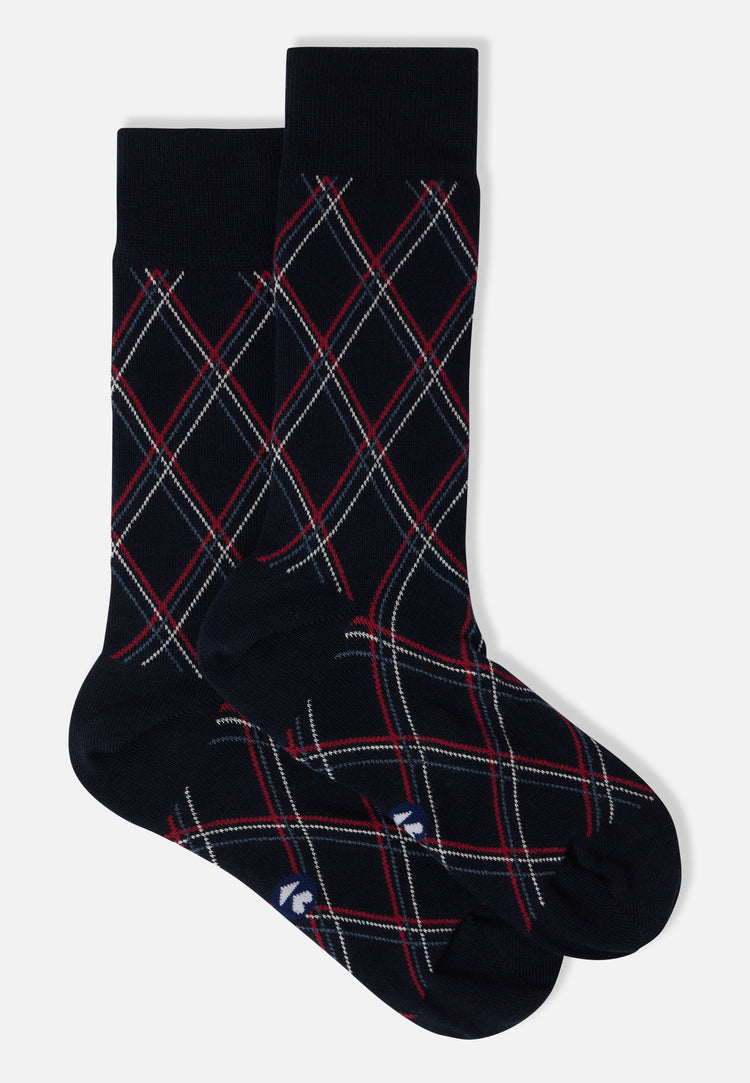 Coffret de chaussettes en coton - Coffret Lucas Tartan Marine et Drapeau Marine - Le Slip Français - 3