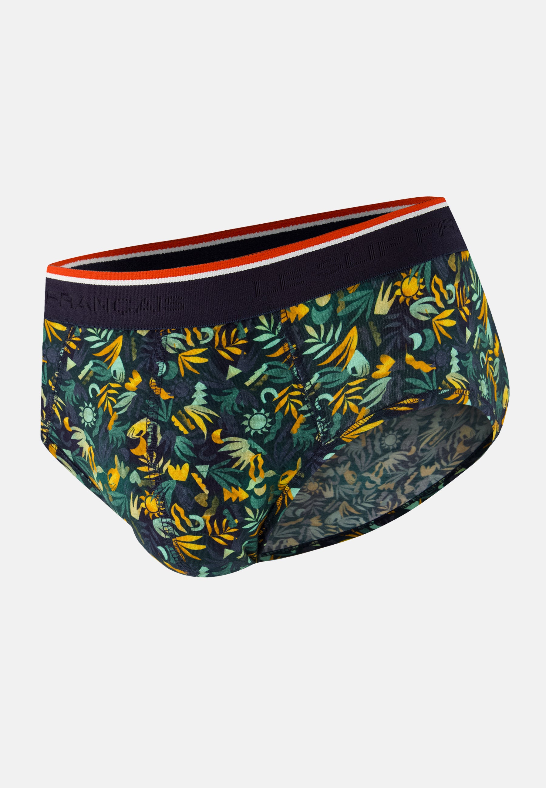 Green cotton briefs with jungle print - Terrible Jungle Khaki Veronese