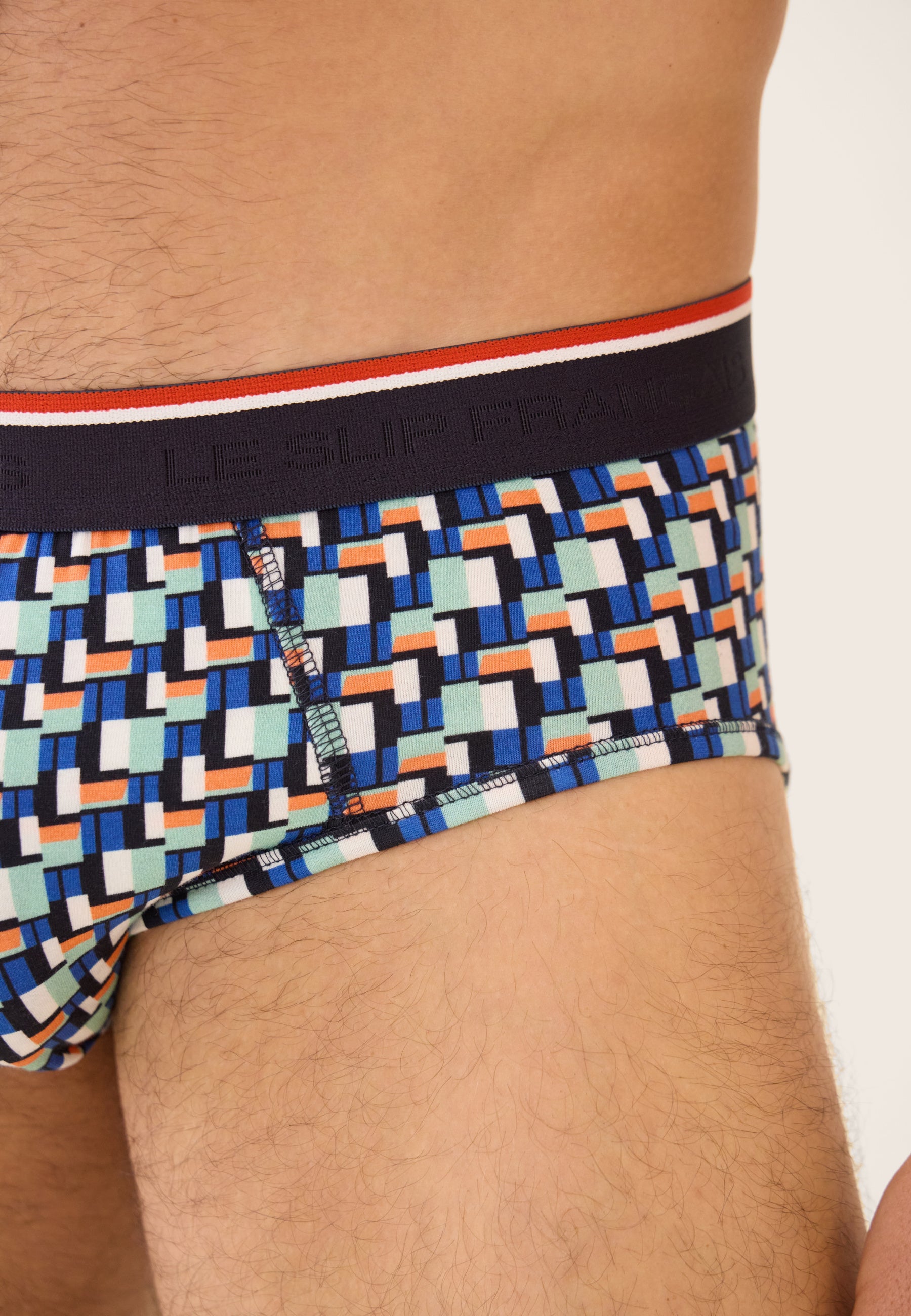 Green cotton briefs with a Corbusier pattern - Terrible Corbusier Azure Green