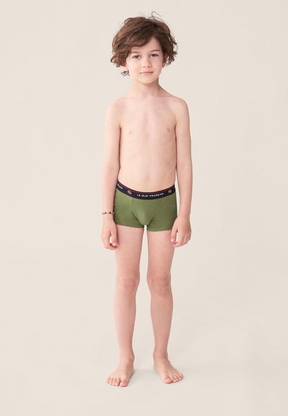 Boxer enfant vert en coton - Petit Joseph Kaki Veronese