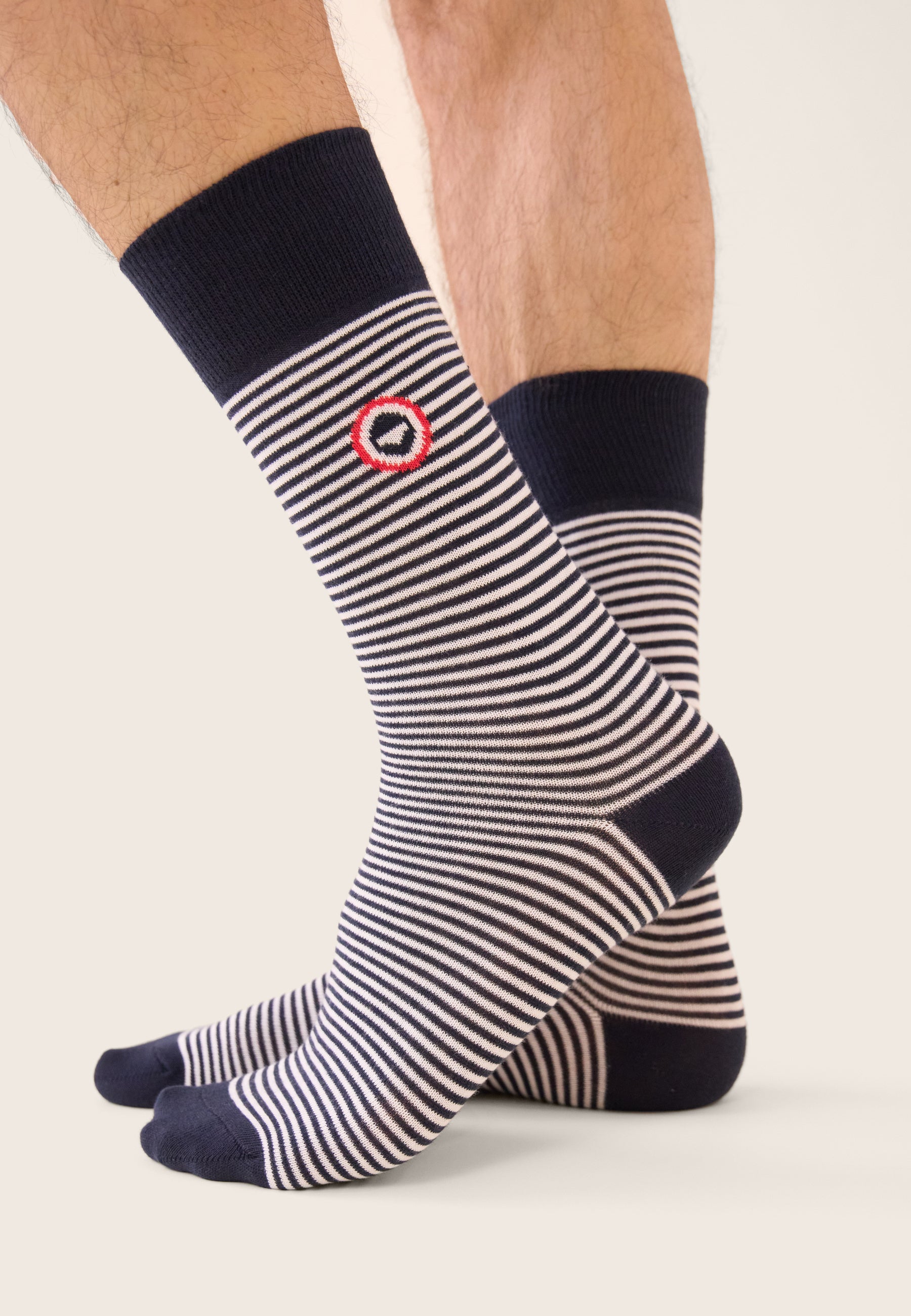 Lot de 7 chaussettes en coton - Chaussettes Mosaïque Rouge Brique Bleu Jean Acier Marine Blanc Marinière Bleu