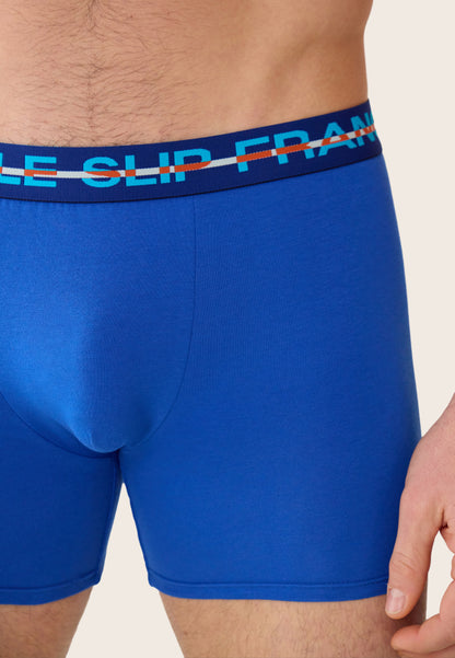 Lot de 2 boxers longs en coton - Boxers longs Marine Bleu Nautique