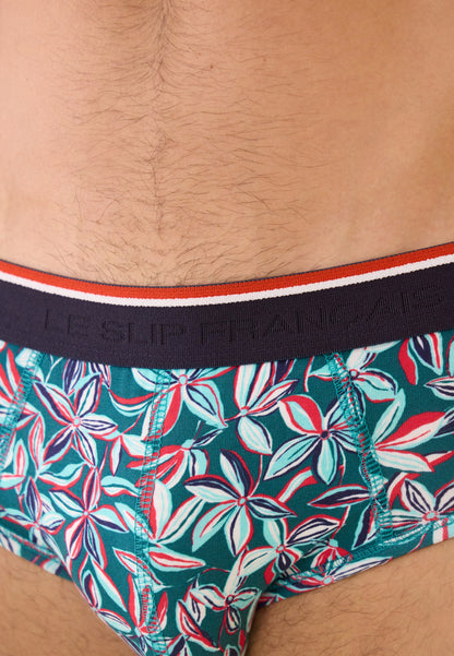 Blue cotton briefs with jasmine pattern - Terrible Jasmine Duck Blue