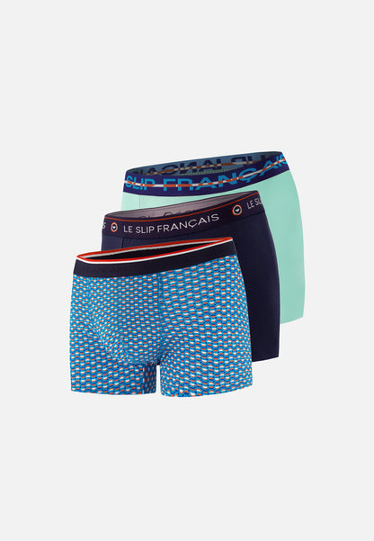 Pack of 3 cotton boxers - Navy Azure Azure Circle Boxers