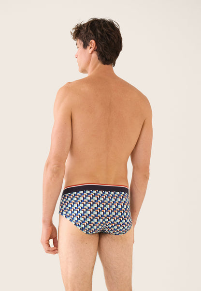 Green cotton briefs with a Corbusier pattern - Terrible Corbusier Azure Green