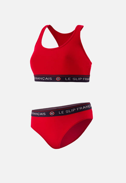 Ensemble culotte brassière en coton - Tapageuse Rieuse Rouge Cerise