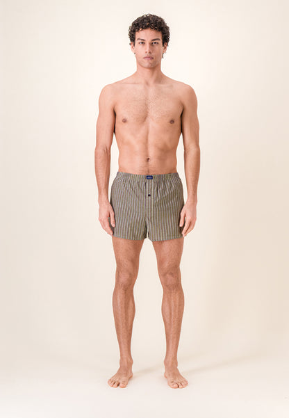 Orange striped cotton mattress boxer shorts - Jacques Striped Mattress Orange Pure