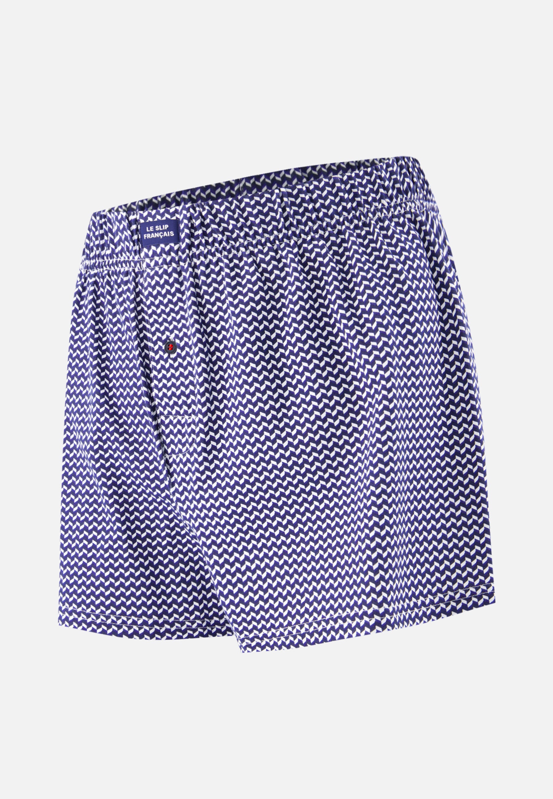 Caleçon à chevrons bleu blanc noir en jersey de coton - Fredo Chevron Bbn