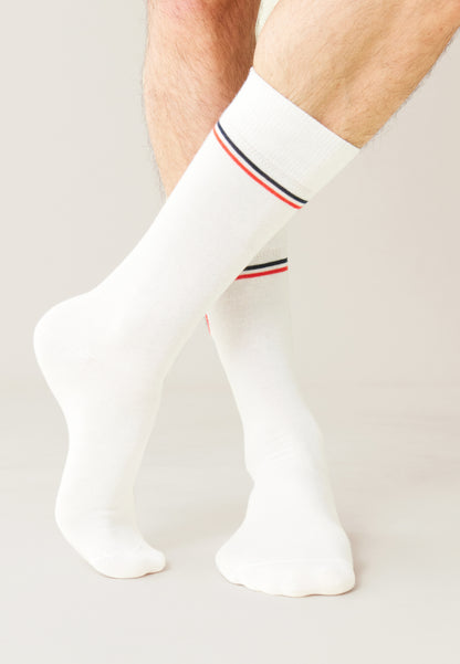 Chaussettes mi-hautes en coton - Lucas Drapeau Blanc