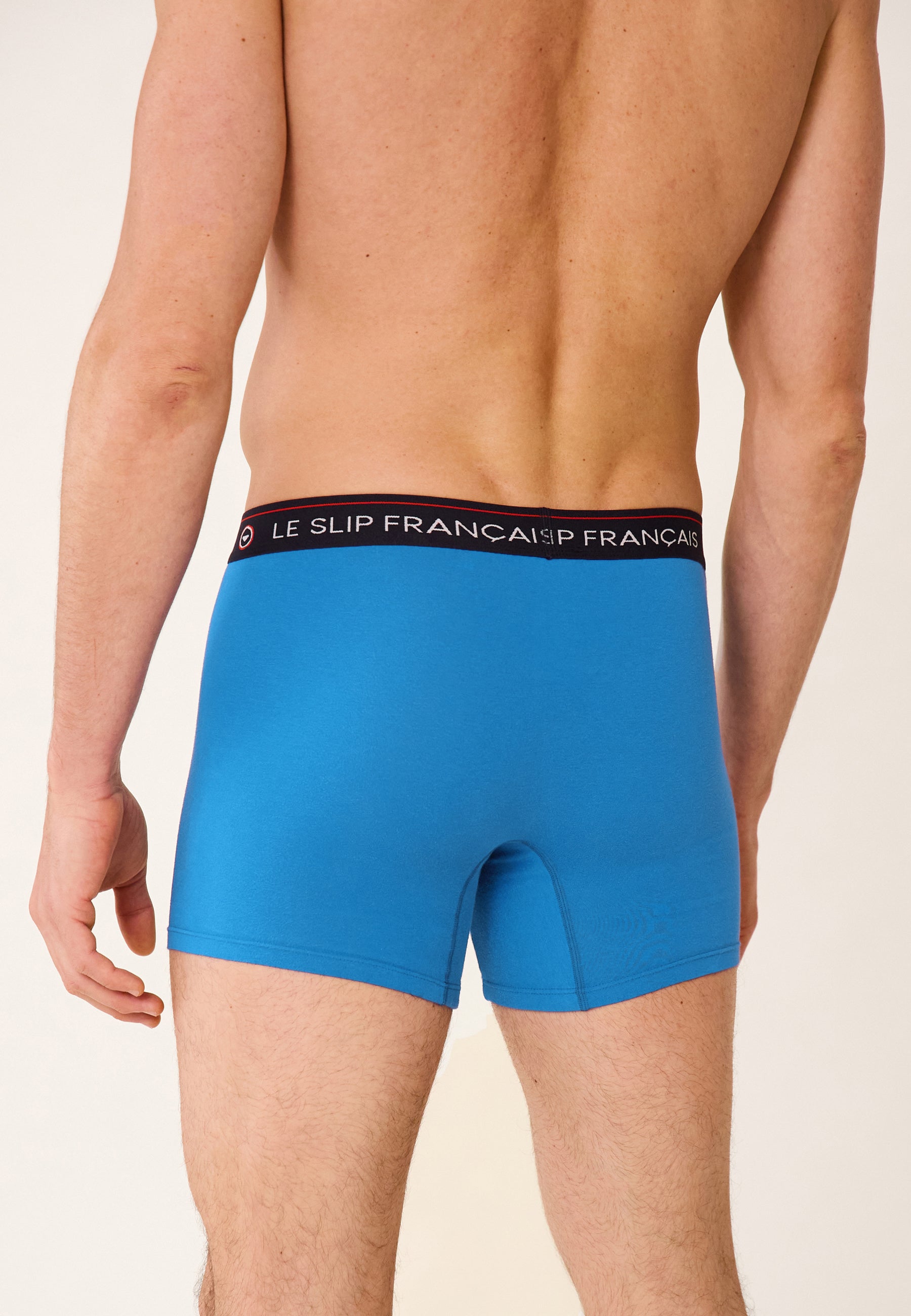 Boxer long en coton - Redoutable Long Bleu Fluo