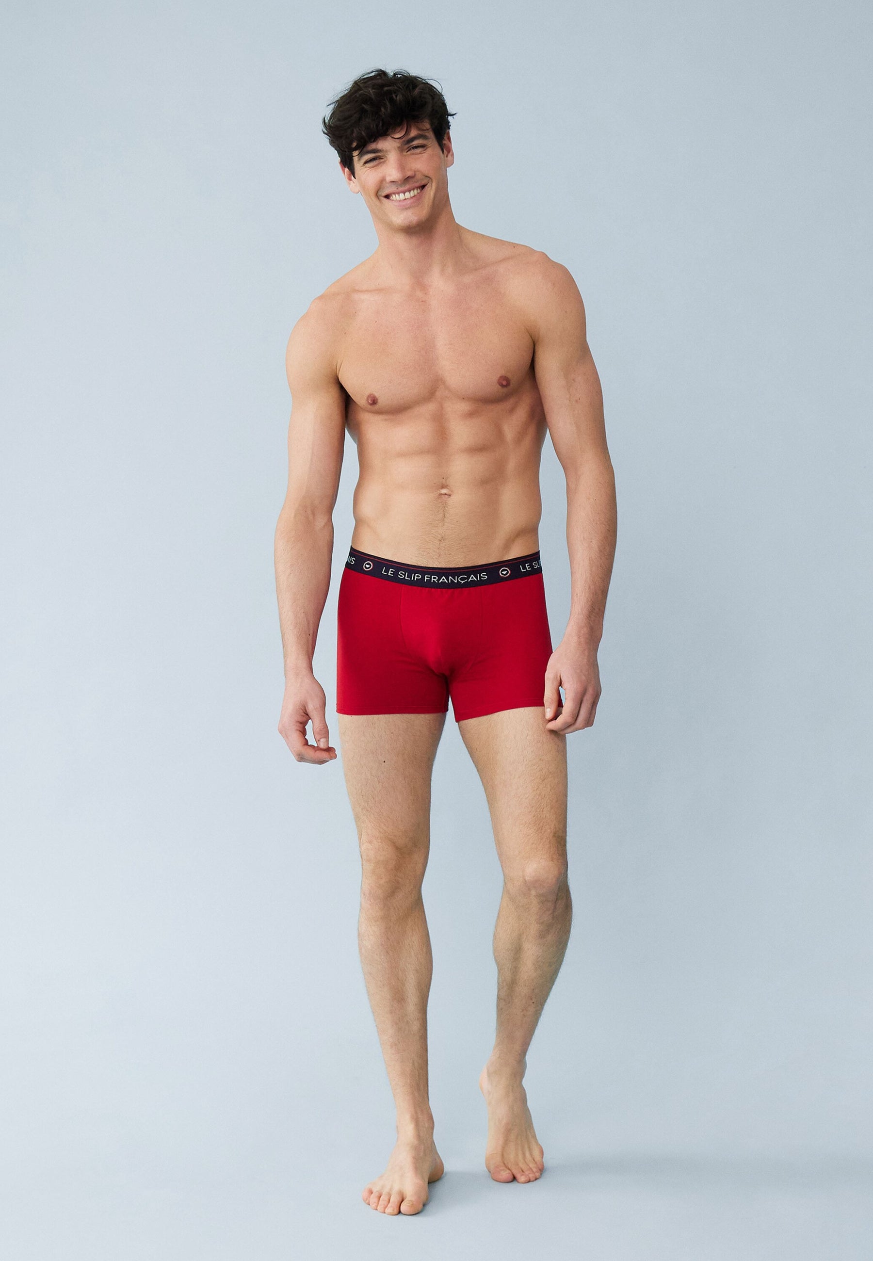 Lot de 5 boxers en coton - Boxers Noir Bleu Bleu Marine Gris Chiné Rouge