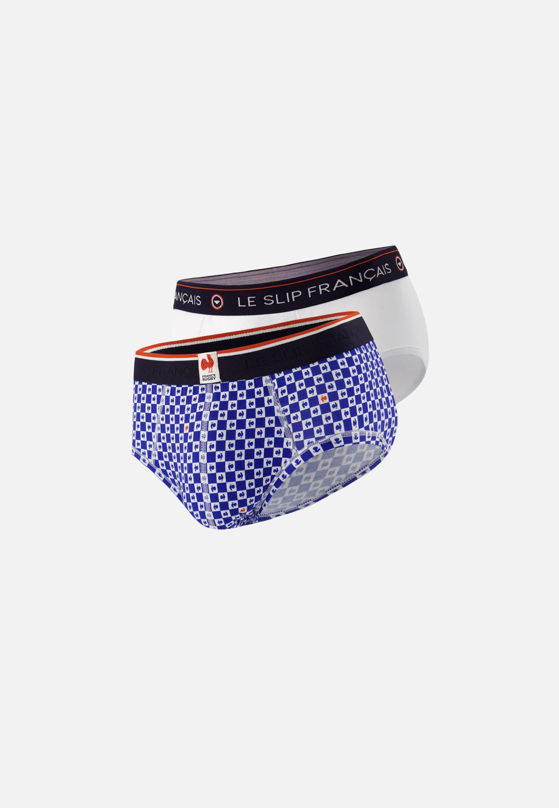 Lot de 2 slips en coton - Slips XV De France Damier Indigo Blanc
