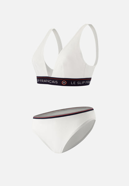 Cotton triangle bra and panty set - Seductive Lucette White