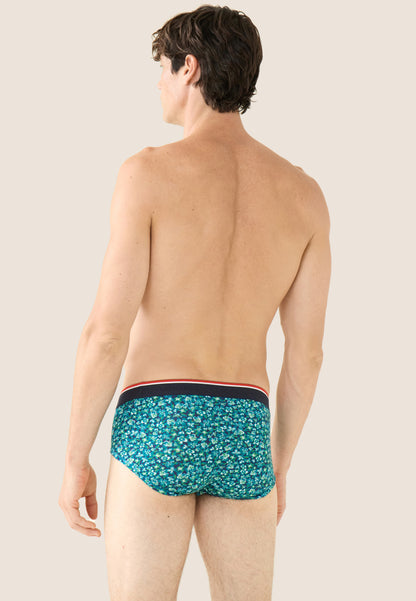 Lot de 3 slips en coton - Slips Hibiscus Mint Green Topaz Marine