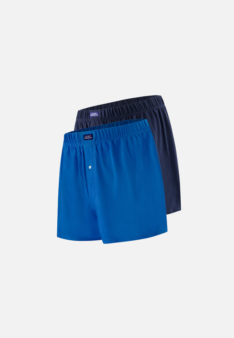Lot de 2 caleçons en coton - Pack Duo Fredo Bleu Turquoise Marine - Le Slip Français - 1