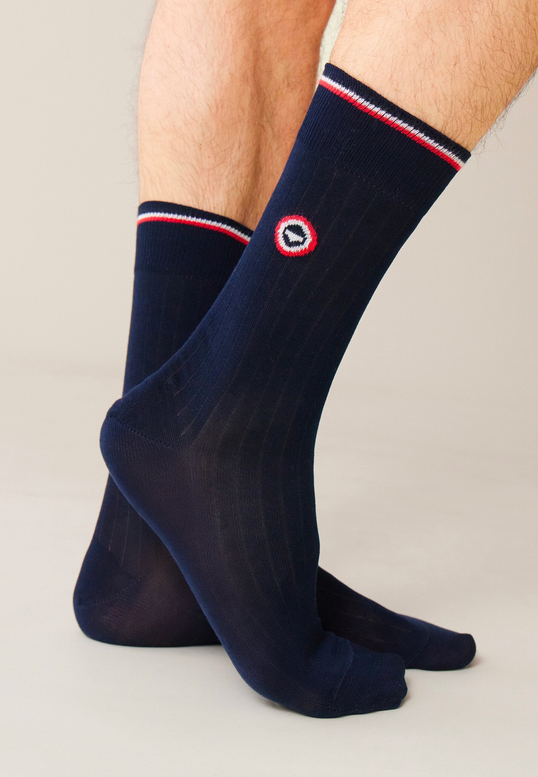 Lot de 2 chaussettes mi-hautes en fil d'Écosse - Chaussettes Marine Bleu Acier