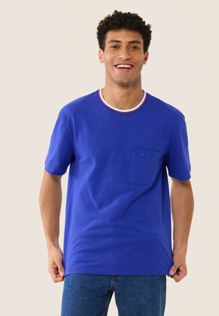 T-shirt en piqué en coton - Noa Bleu Éblouissant - Le Slip Français - 1