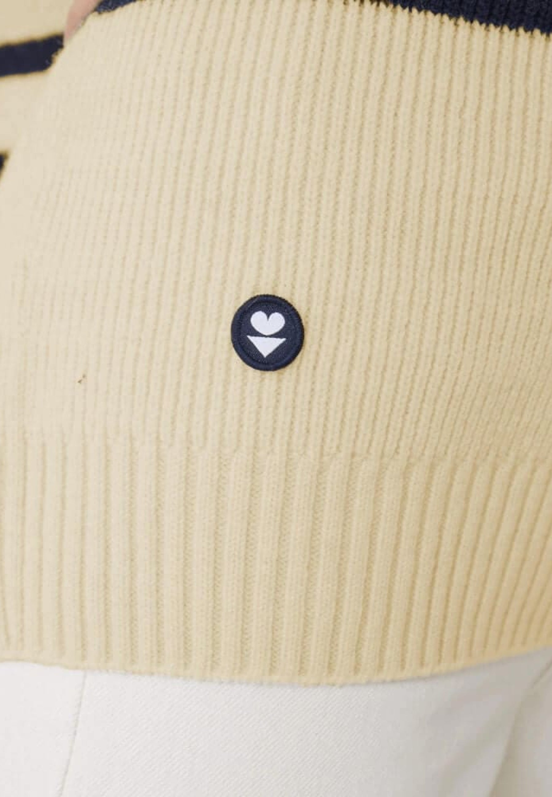 Pull mixte en laine française - Lude Marinière Ecru Marine