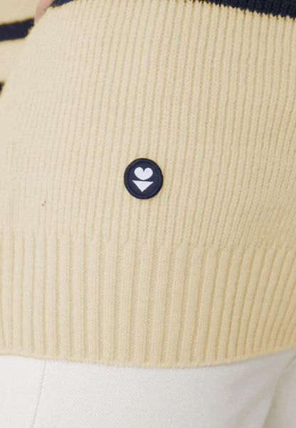 Pull mixte en laine française - Lude Marinière Ecru Marine