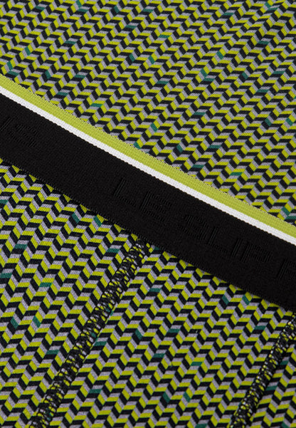 Boxer long à motif chevron jaune anis en coton - Michel Chevron Jaune Anis