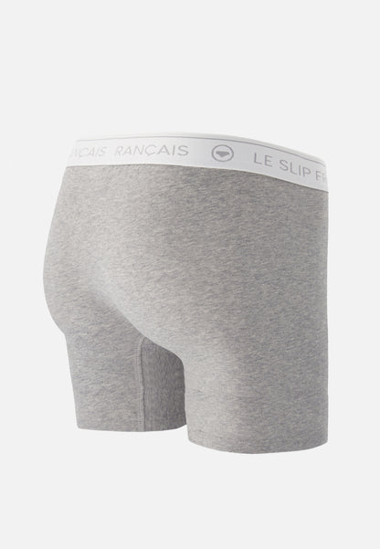 Long grey cotton boxer shorts - Redoutable Long Grey Heather