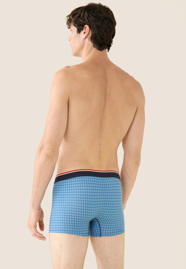 Pack of 3 cotton boxers - Redoutable Navy Blue Turquoise Marius Harlequin Washed Denim Boxer Trio - Le Slip Français - 6