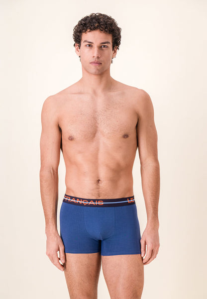 Lot de 7 boxers en coton - Boxers Marine Brique Acier Bleu Ciel Gris Chiné Bleu Jean Indigo