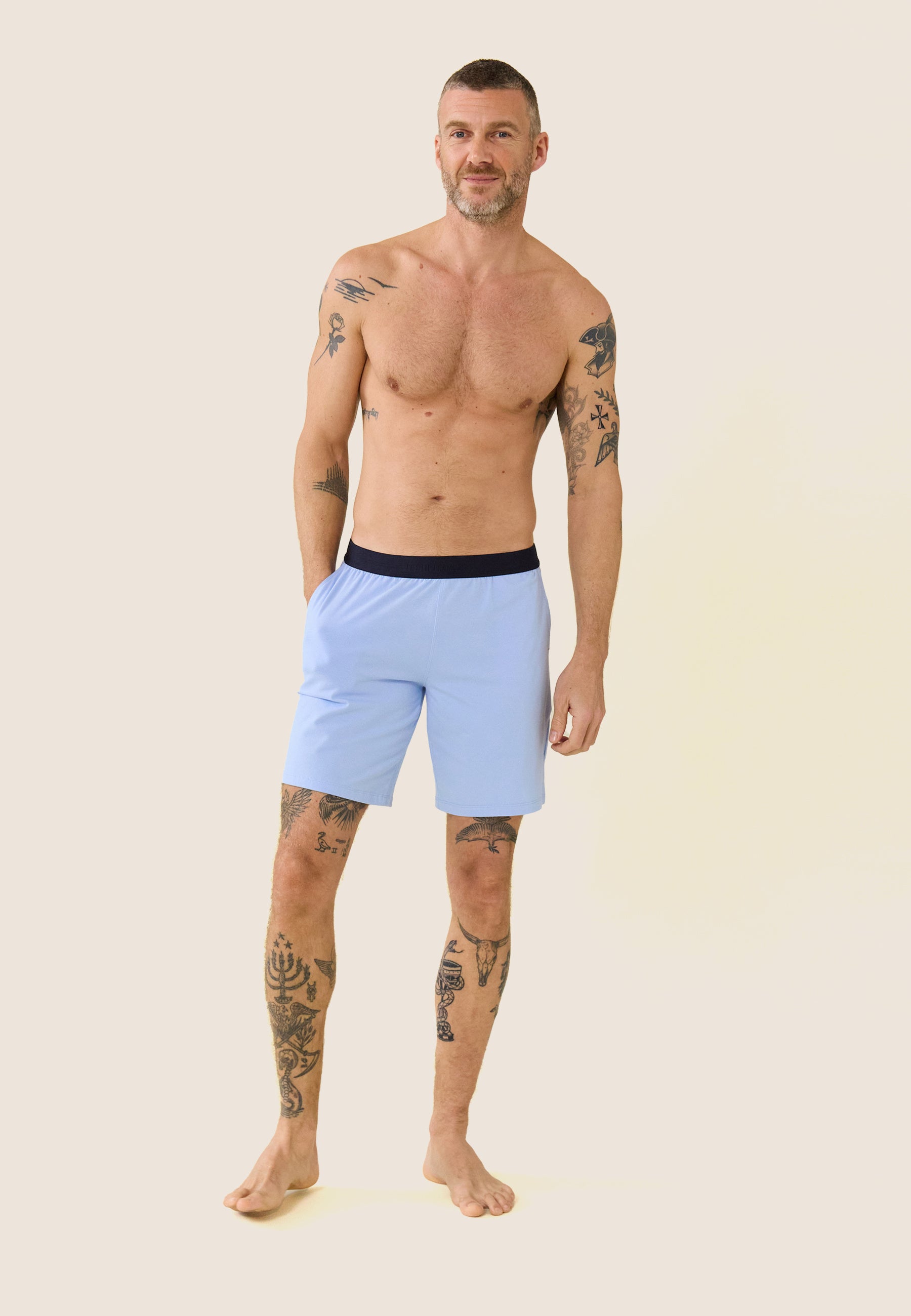 Ensemble de pyjama t-shirt et short en coton - Ensemble Pyjama Yvan Bleu ciel
