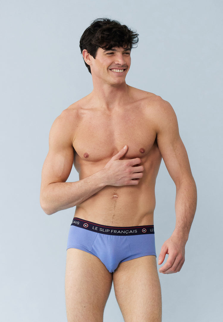 Pack 6 Intrepid Briefs Black White Navy Cherry Red Heather Gray Jean Blue - Le Slip Français - 10