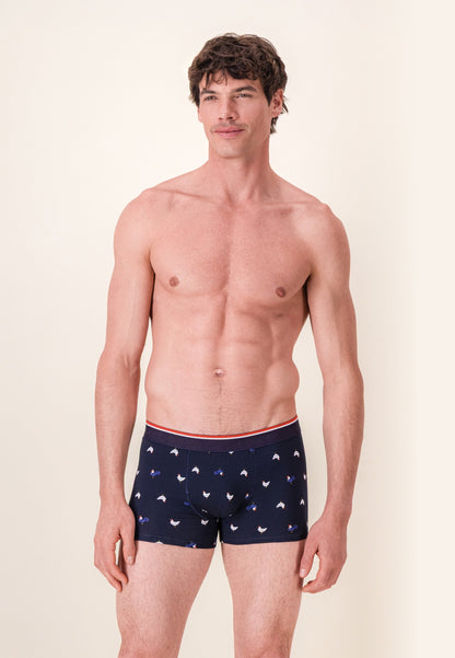 Boxer à motif coq marine en coton - Marius Coq Marine