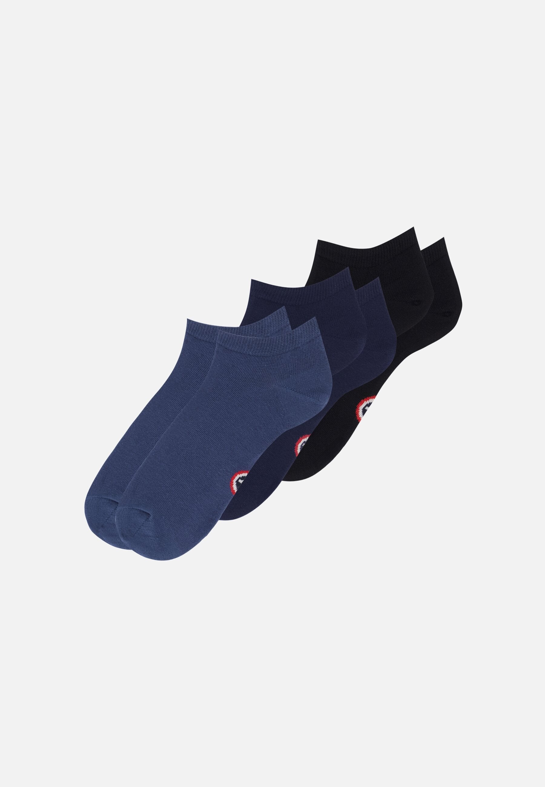 Lot de 3 socquettes en coton - Chaussettes Noir Marine Acier